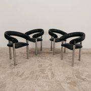 Set de 4 fauteuils de salle à manger design années 70 vintage modernariato