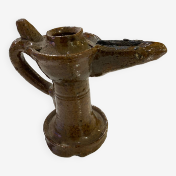 Très ancienne lampe à huile vernissé