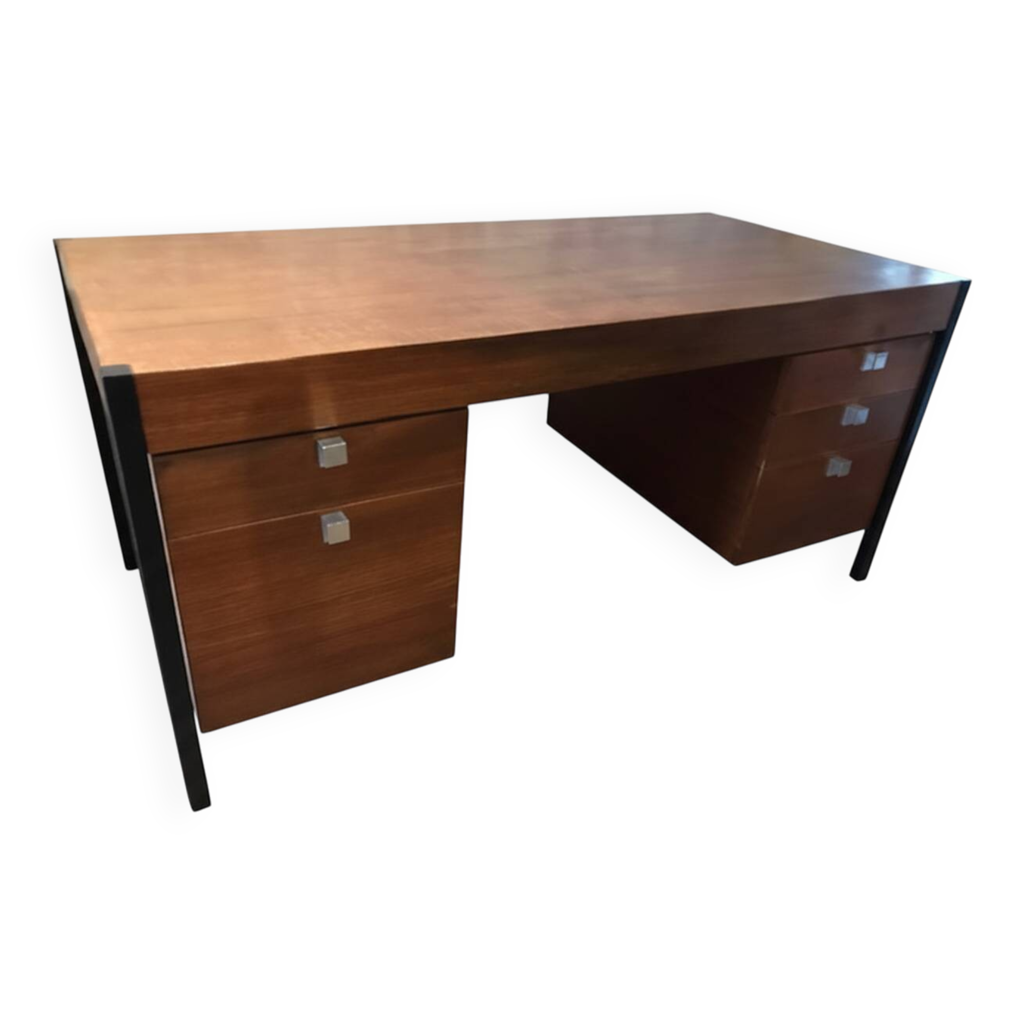 Pierre Paulin CM 223 desk, mahogany and chrome, Thonet edition, 1950