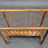 1960s uluv solid beech magazine stand, czechoslovakia