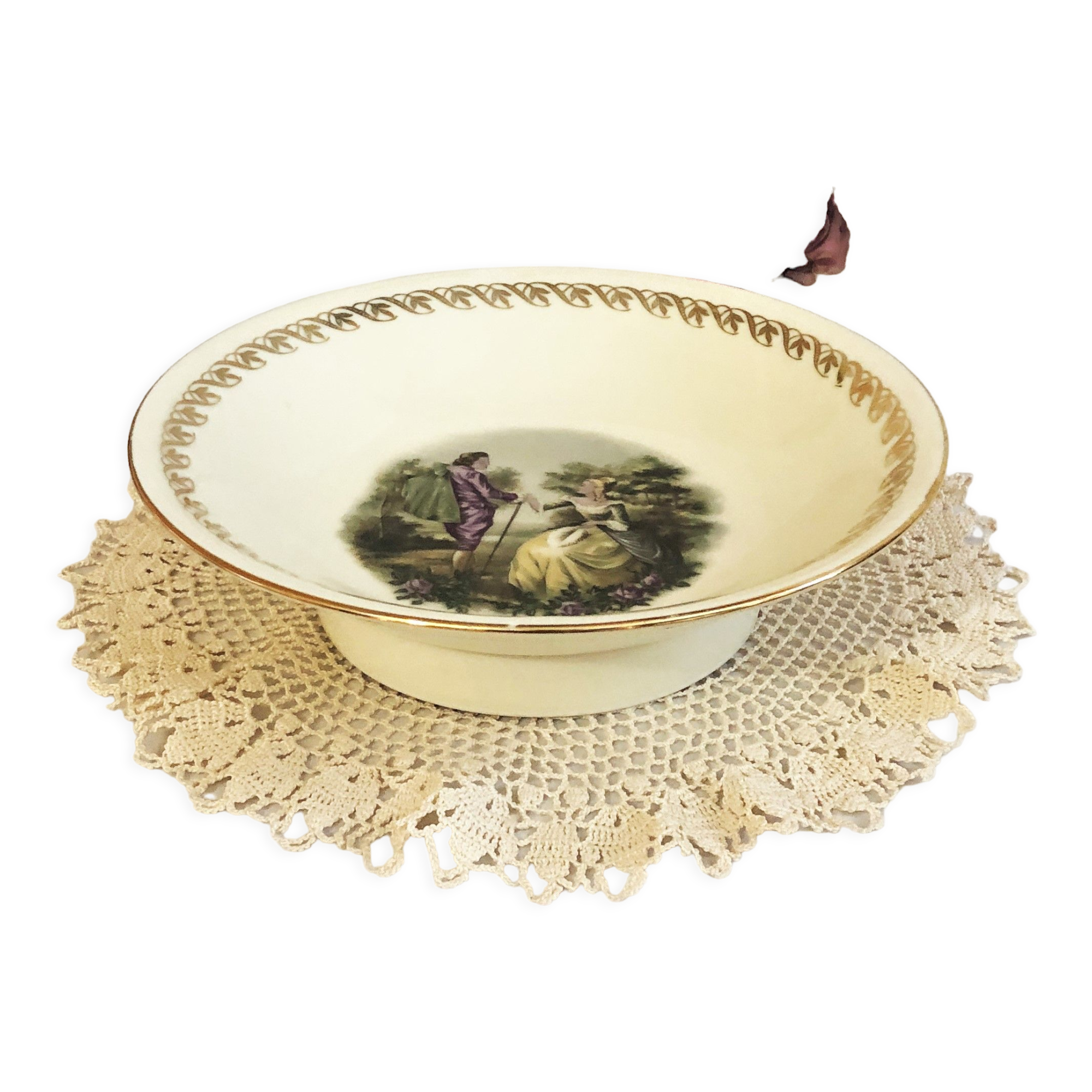 Compotier dish on porcelain piedouche mehun on yevre la gazelle retro