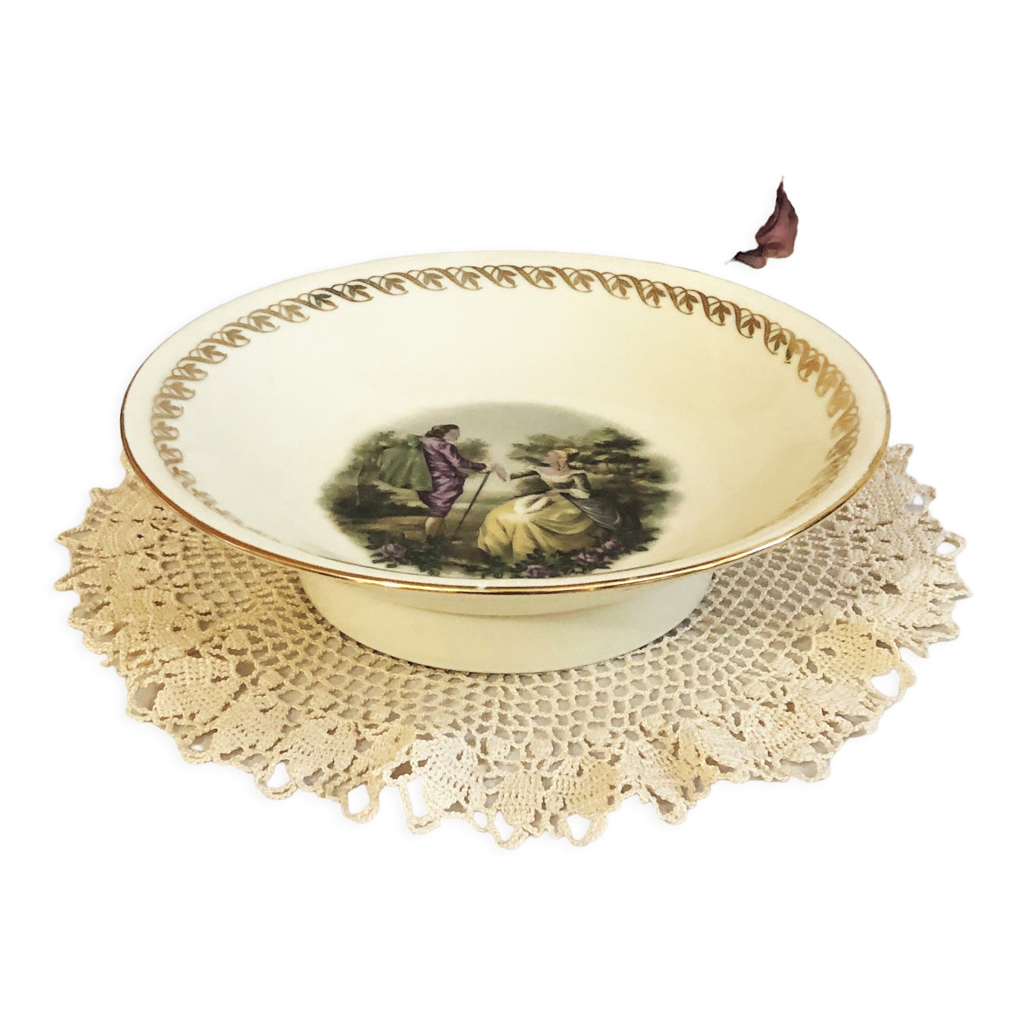 Compotier dish on porcelain piedouche mehun on yevre la gazelle retro
