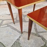 Vintage 1960s nesting coffee table.  
Large table: 54x32 H 41  
Medium