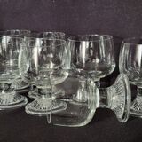 10 vintage stemmed glasses in molded glass