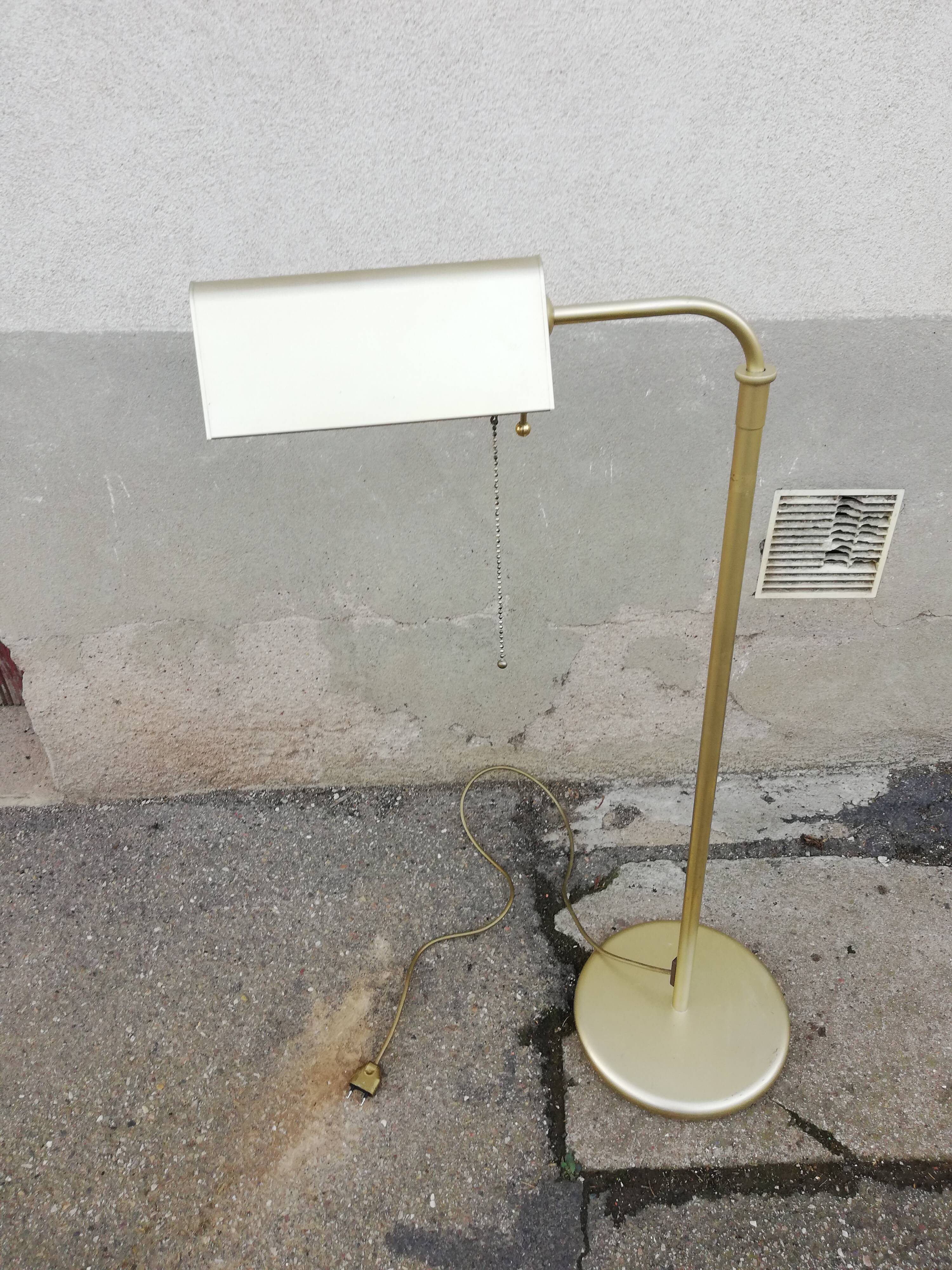 Vintage metal floor lamp painted gold
