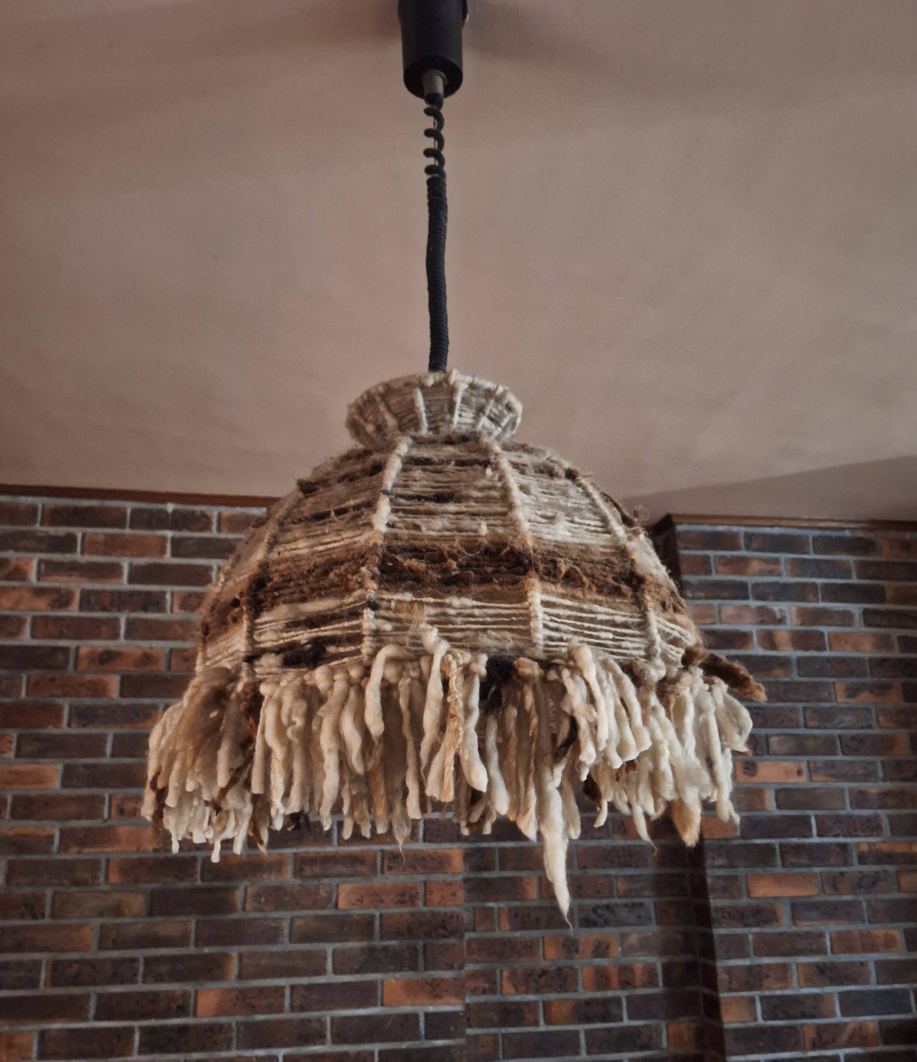 Vintage wool lampshade with fringes