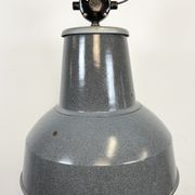 Large Grey Enamel Industrial Factory Lamp from Elektrosvit, 1960s