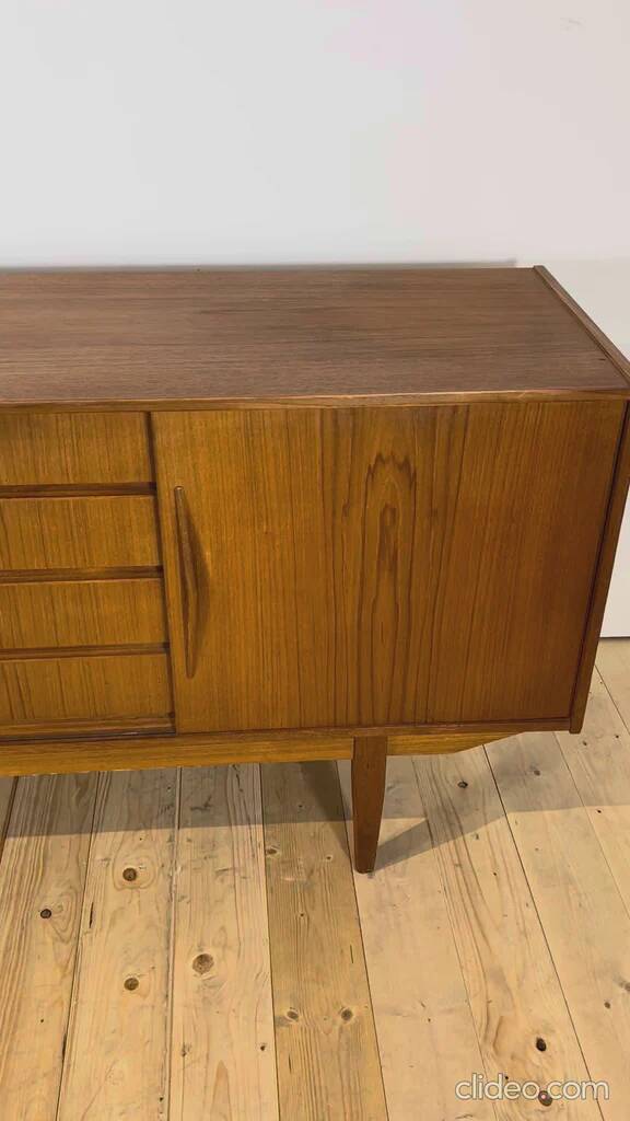 Teak sideboard with sliding doors, 1960s