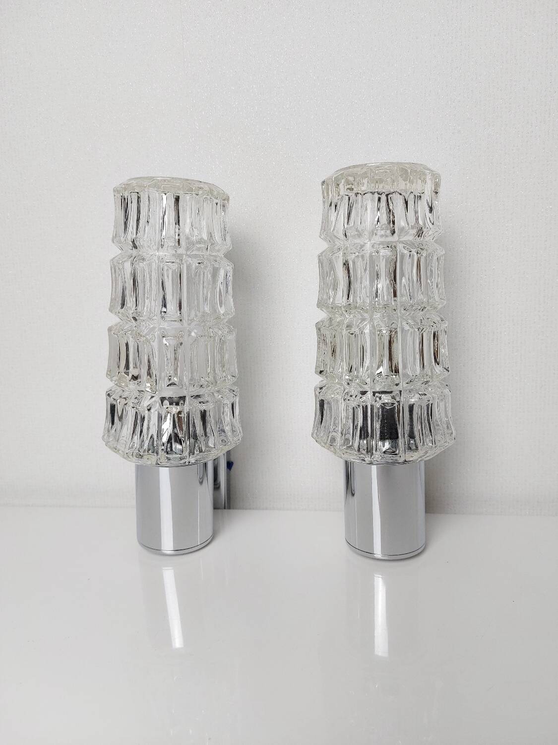 Pair of chrome wall lights
