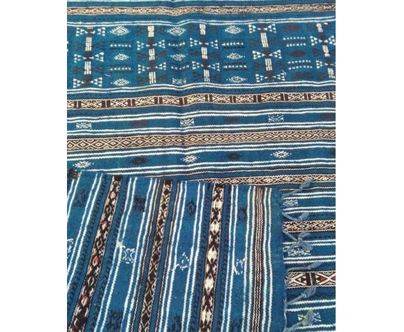 Hand-made blue kilim in pure wool - 215x125cm