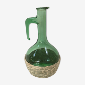 Vintage glass and wicker carafe