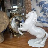 Figurine of a Slender Lipizzaner Horse in White Glazed Biscuit Porcelain