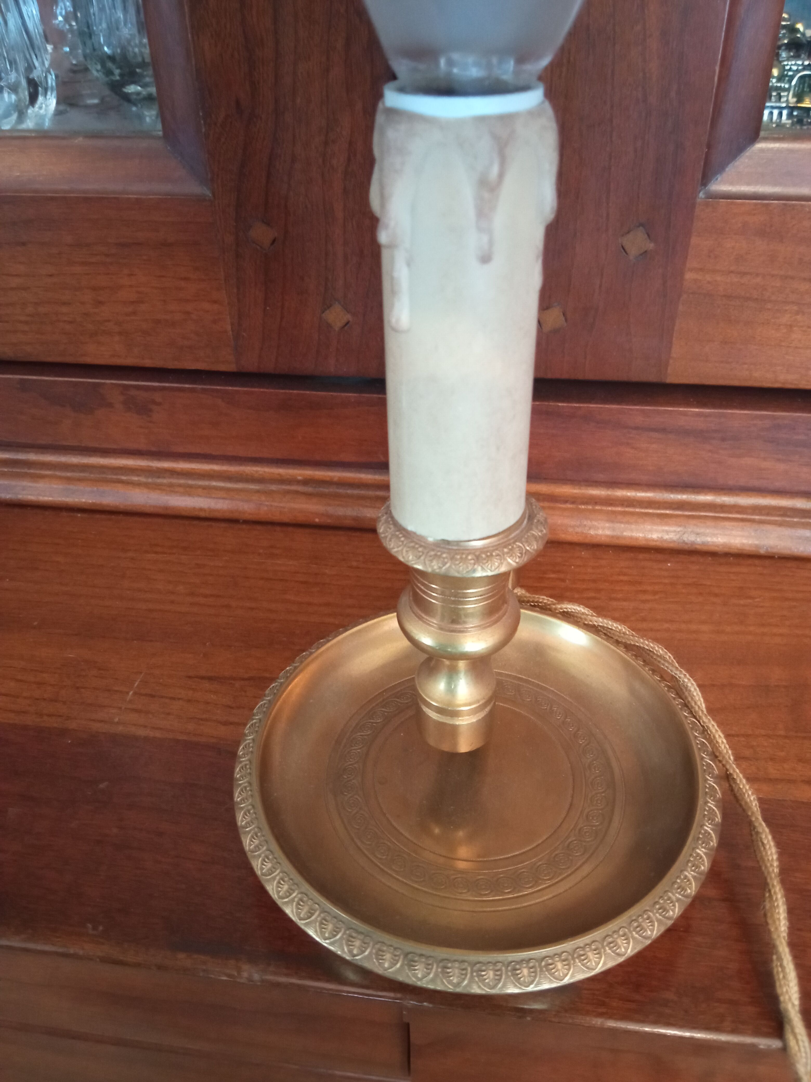 Lamp Bouillotte 1 arm of light bronze lampshade sheet metal empire style