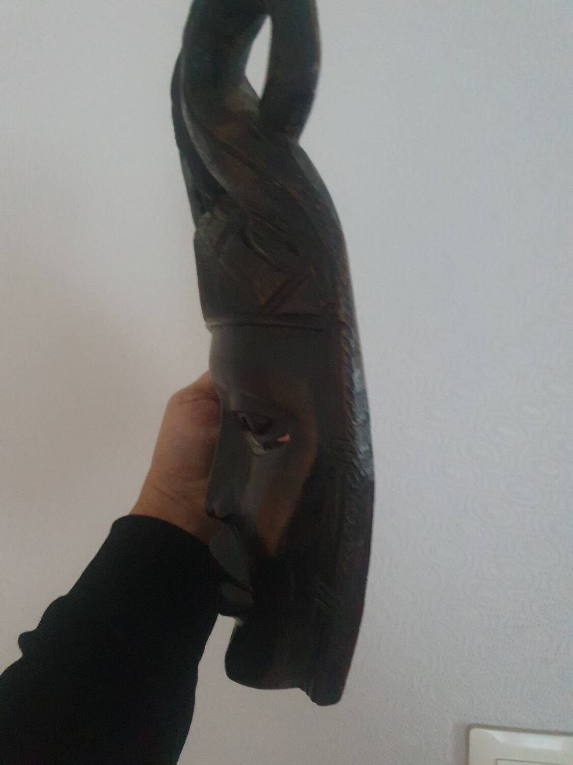 African ceremonial mask in handmade ebony wood