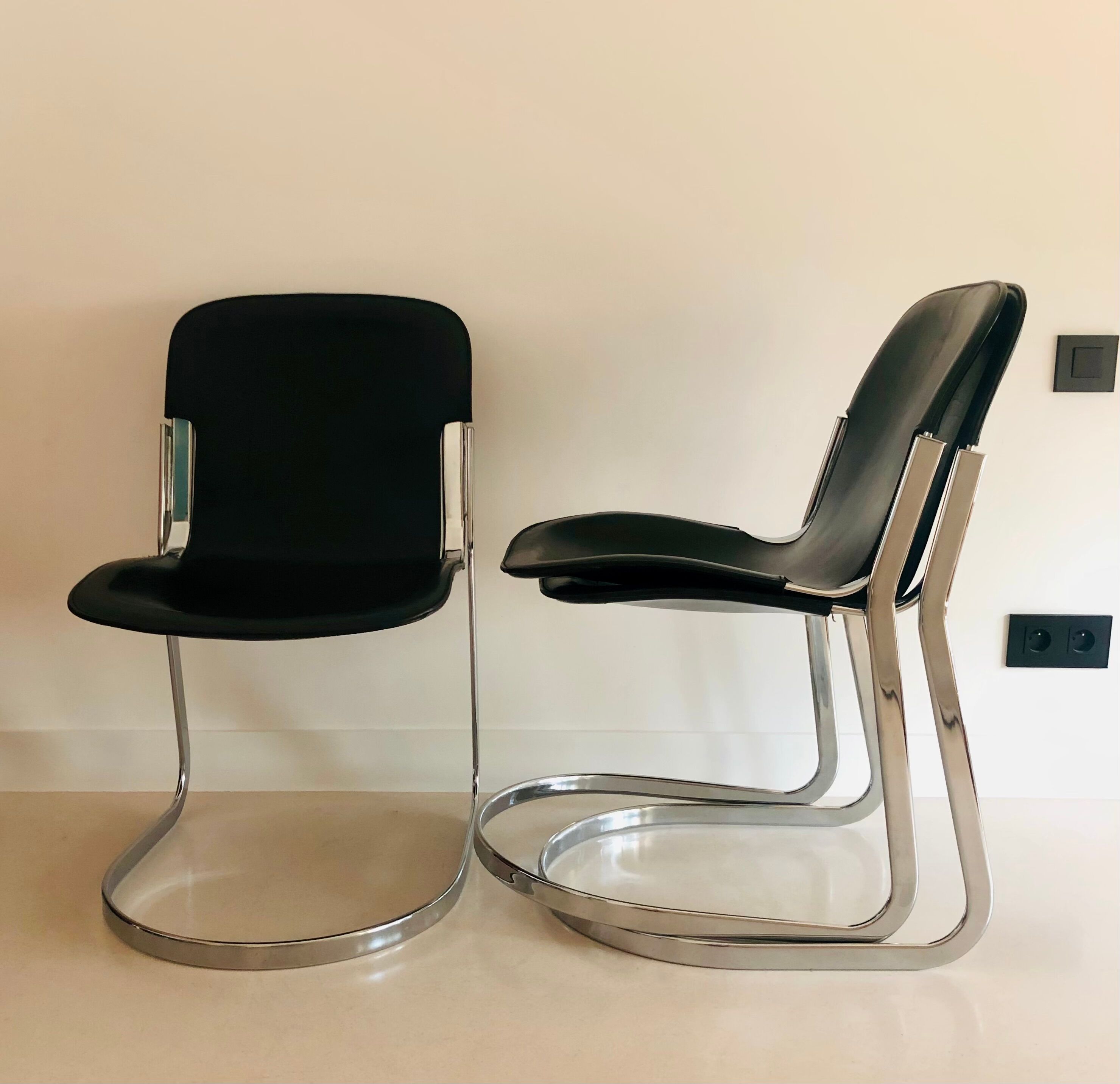 Black leather chair editions Cidue, Italy 70s