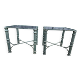 Pair of metal and glass side tables, coffee tables