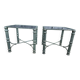 Paire de bouts de canapé métal et verre, tables basses