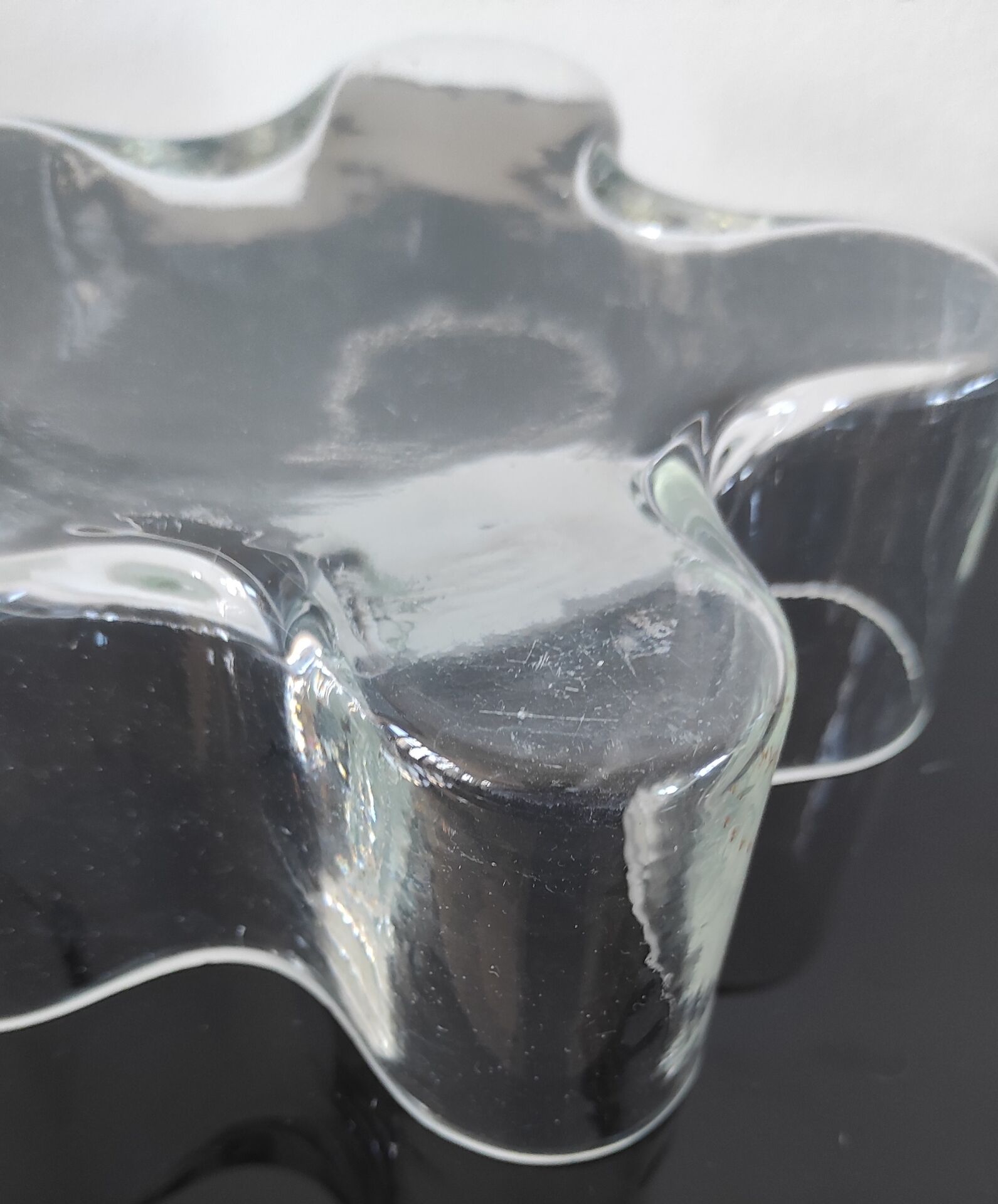 Grand vide-poche organique en verre transparent