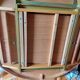 round or oval table with extension, central leg, vintage Baumann design