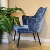 Armchair in blue velvet, Italy 1950s