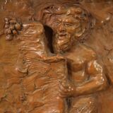 French terracotta bas-relief, Venus with Faun from 20th century