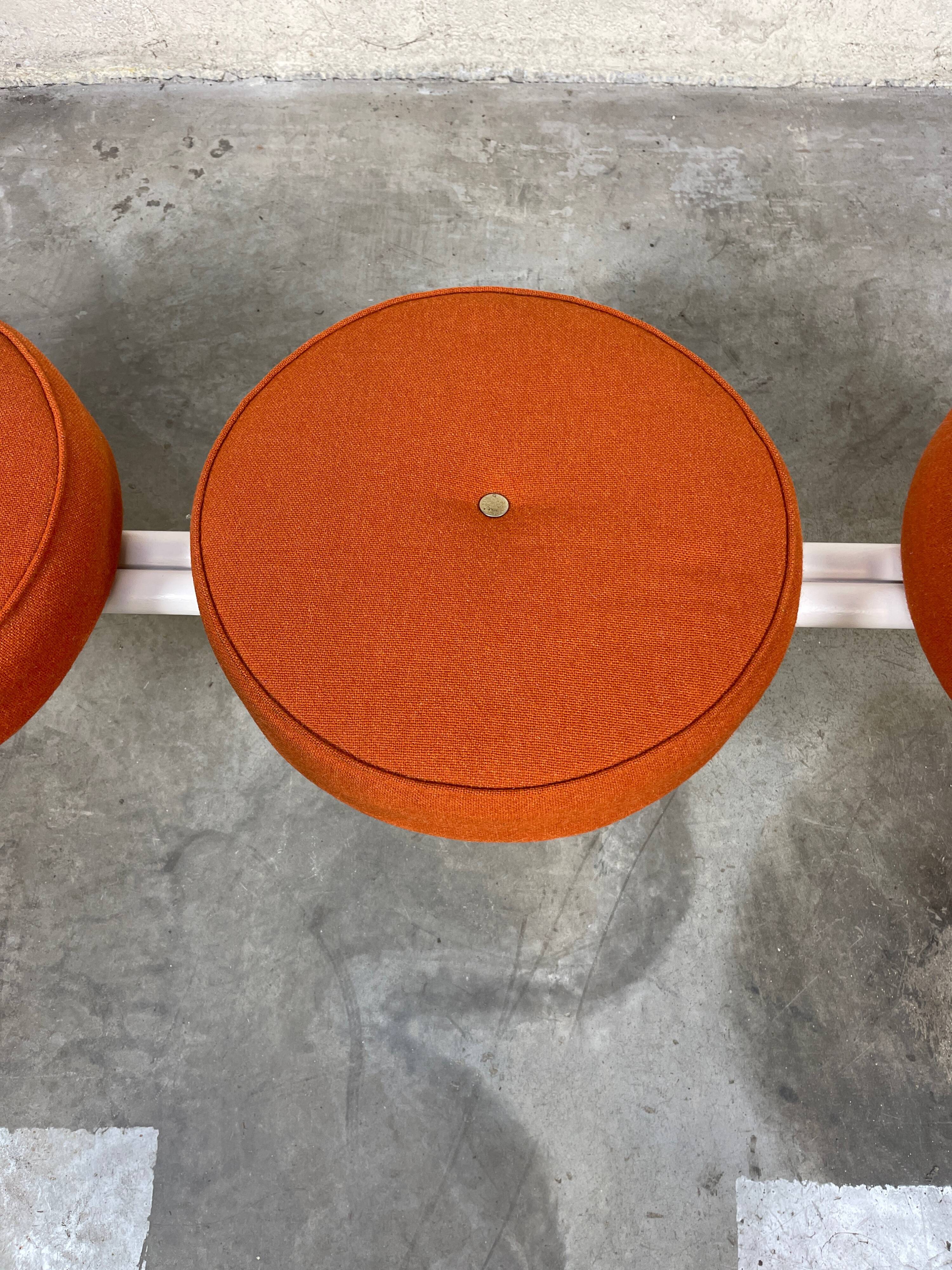 Trio bench seat orange white steel