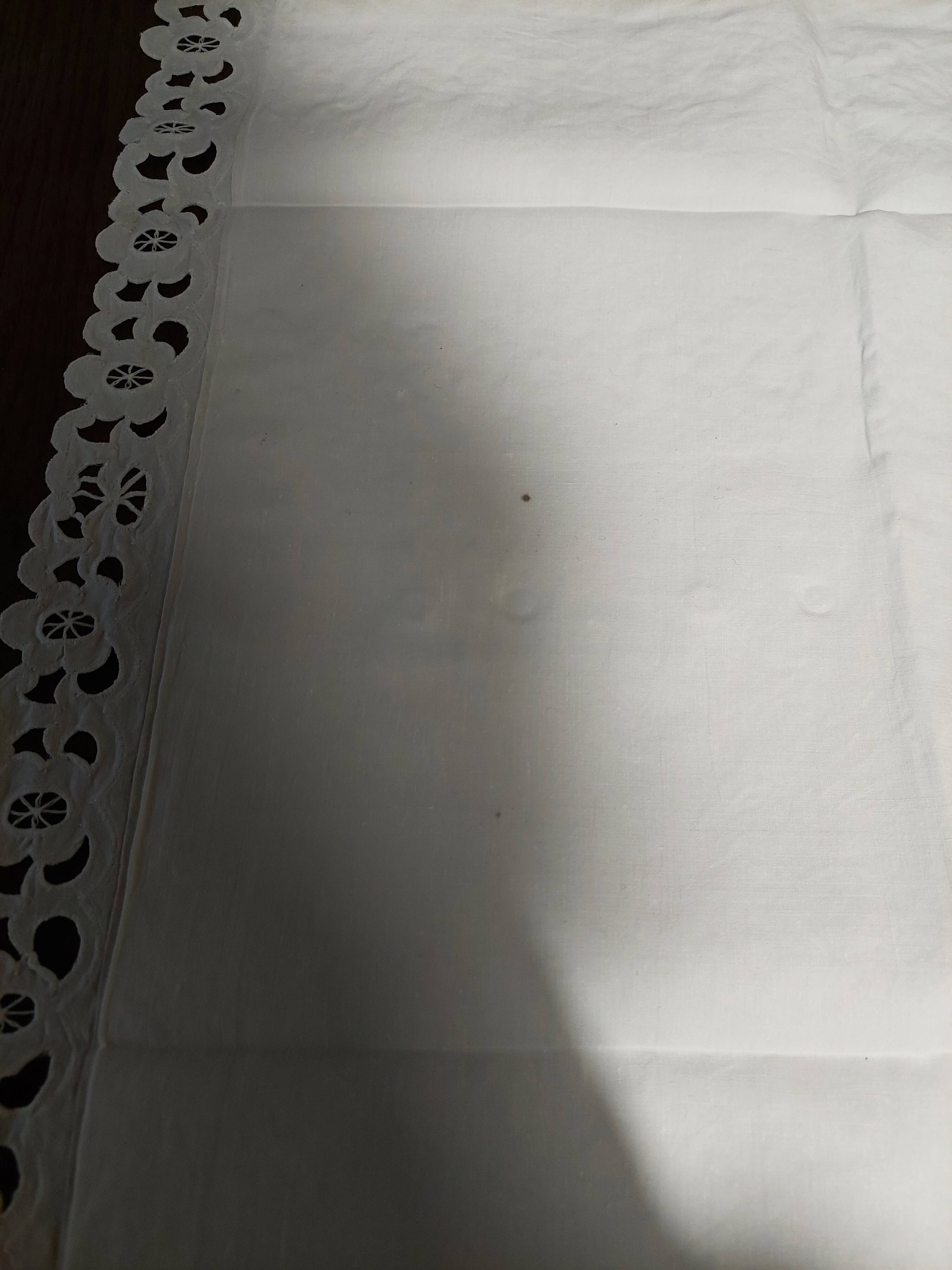 Old white cotton pillowcase 63 x 69 cm