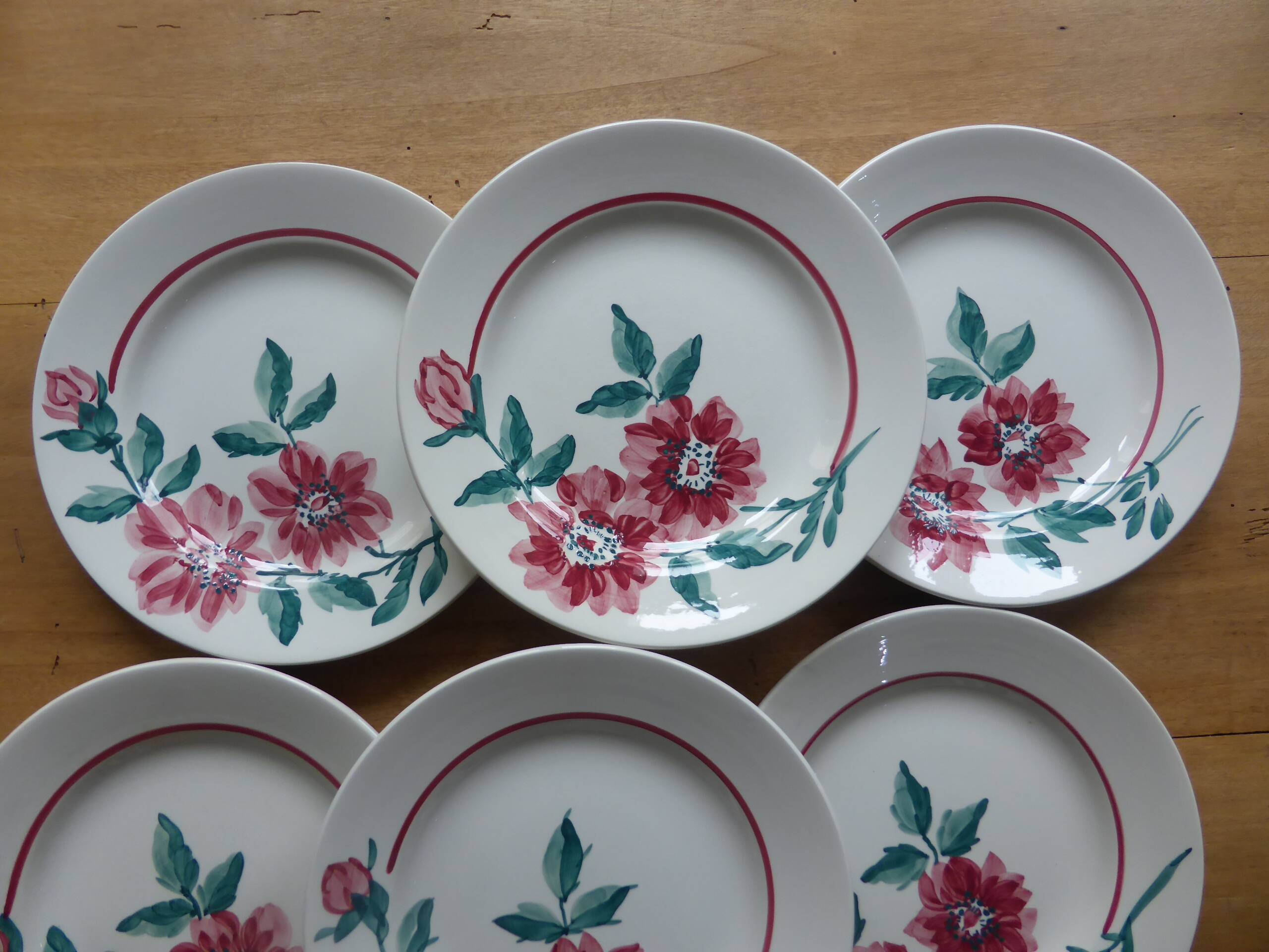 6 Sarreguemines dinner plates, Monceau pattern 200210