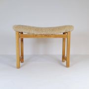 Modern Scandinavian stool in pine and sheepskin, Sweden, 1970s