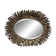 Large oval sun mirror in patinated gold metal.