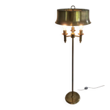 Brass floor lamp with a brass shade. Attributed to Maison Charles
