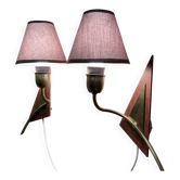 Pair of scandinavian design wall lights 1950.