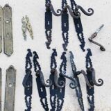 Set of vintage bronze cleanliness plates and handles