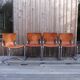 Suite de 4 chaises modèle 920 en chrome et cuir par Carlo Bartoli