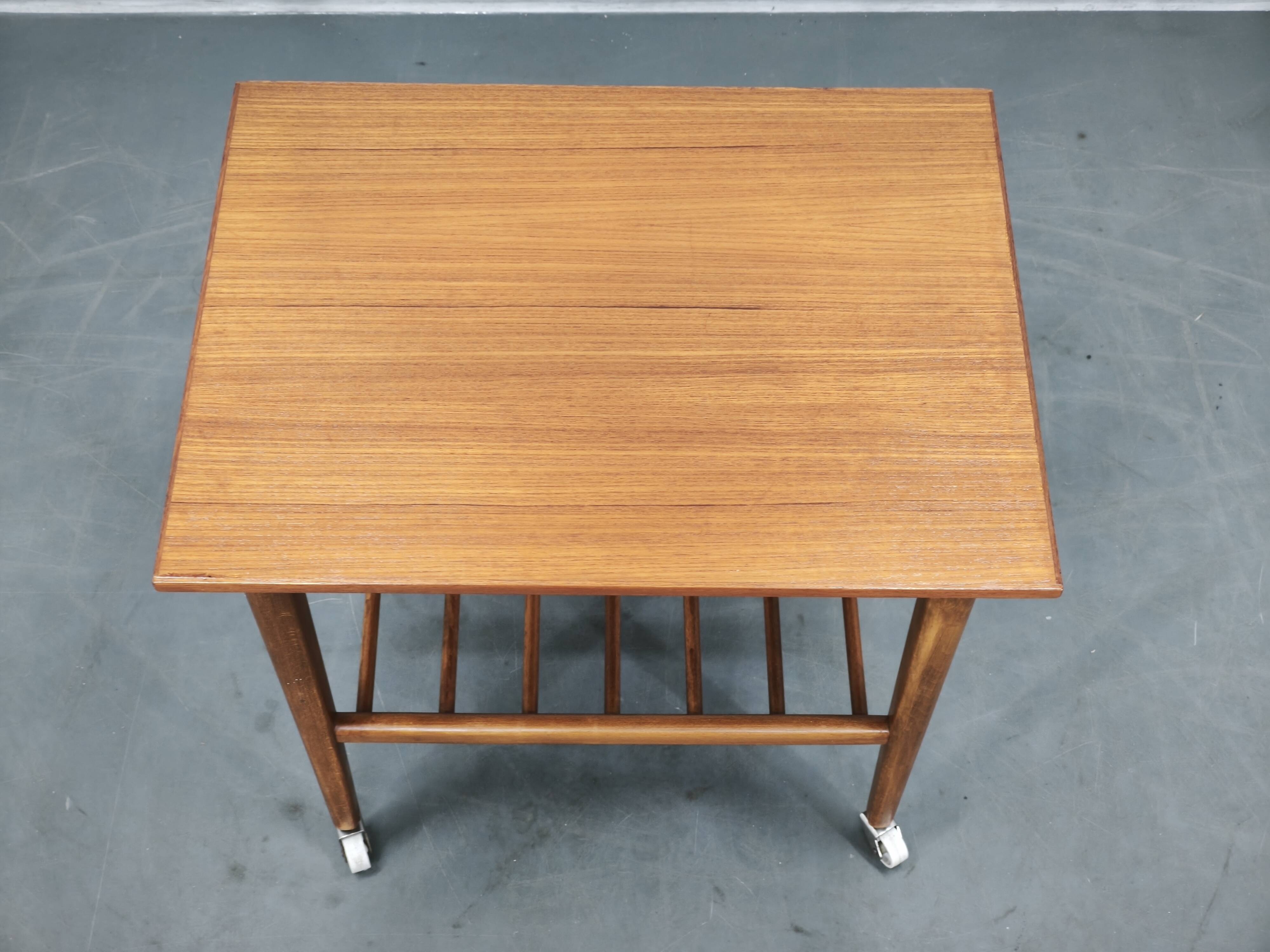 1960s Danish Modern Teak Serving Cart on Wheels