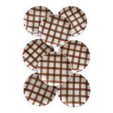 Set of 8 flat plates with Moulin des Loups checkered tablecloth pattern