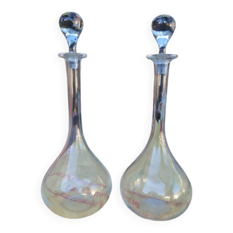 Pairs of baccara decanters model Don Pérignon or Haut Brion 1970/2020 signed baccara