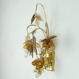 palwa mid century SCONCE 1970s crystal glass and gilt brass grapes and leaves