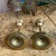 Pair of candlesticks, minimalist design in brass