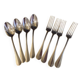 Series of 4 silver metal cutlery uniplat net model spoons forks