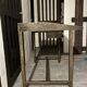 Vintage industrial workshop desk in patinated metal - brass drawer