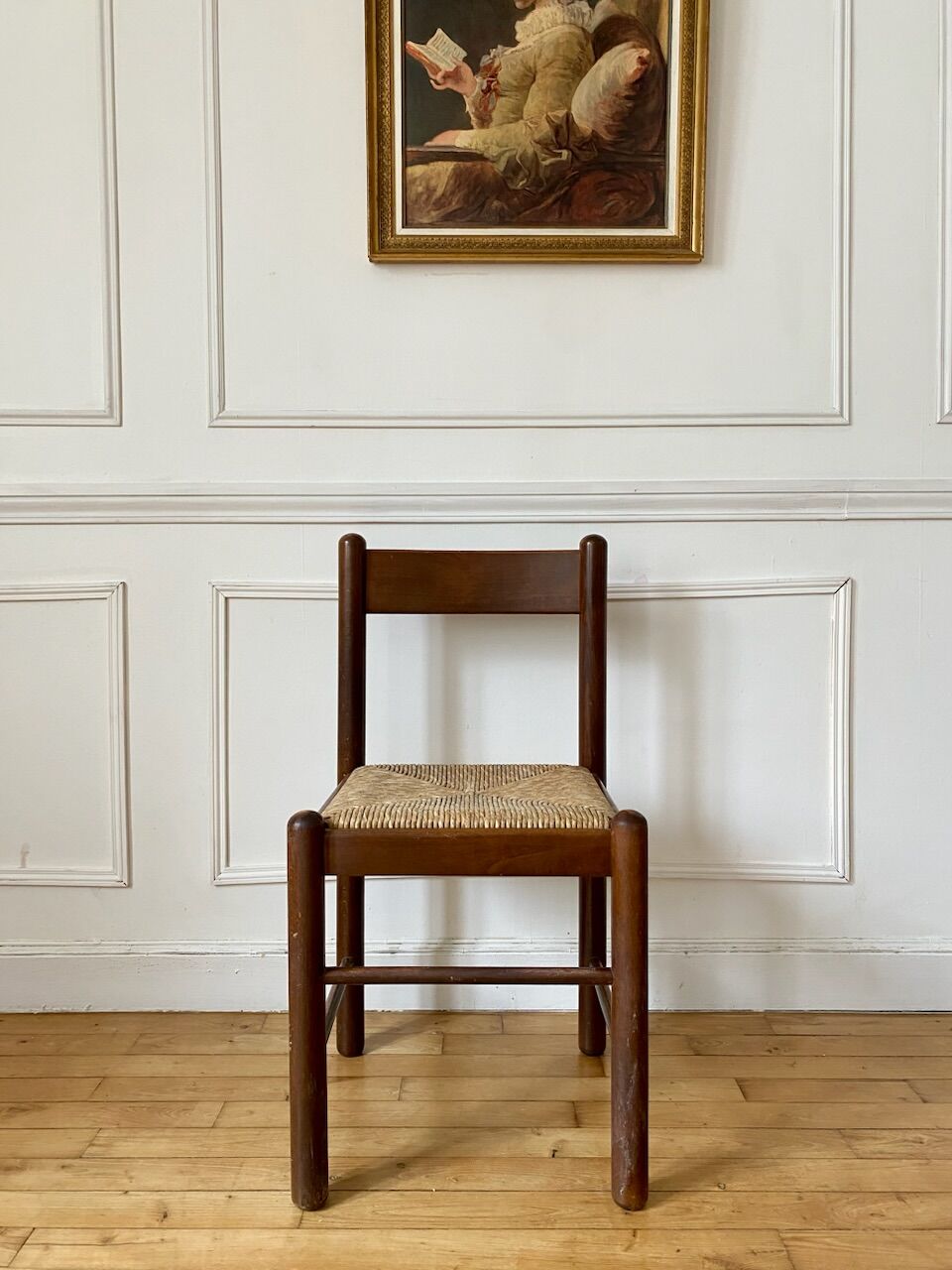 Chaise en bois et assise paillée