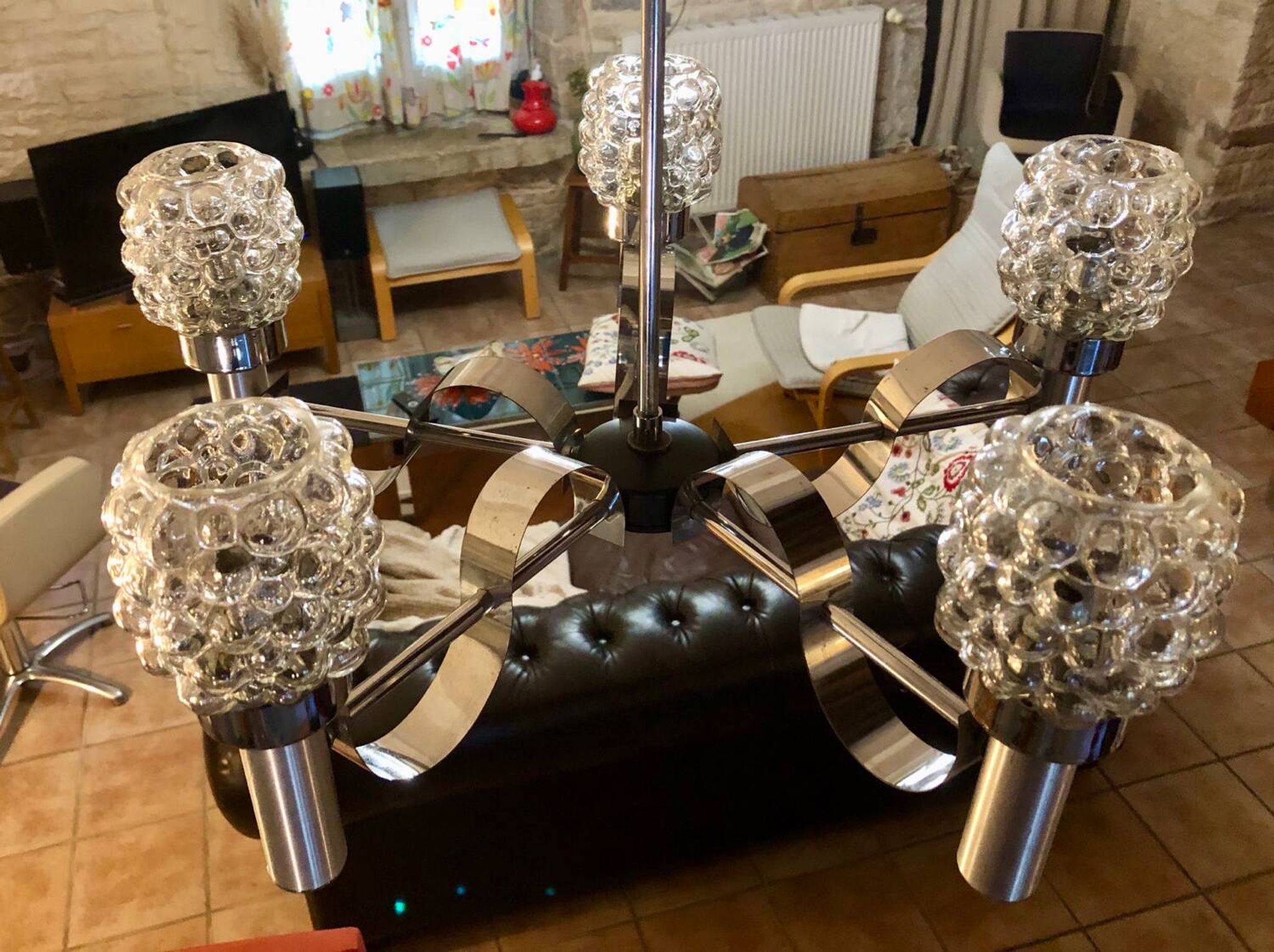 Lustre avec verreries Hélèna Tynell 1970