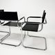 Set of 4 bauhaus cantilever tubular and leather armchairs, 1970's