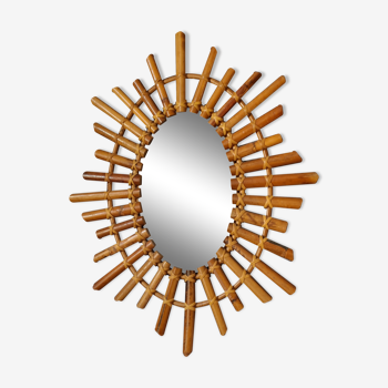 Mirror sun oval rattan