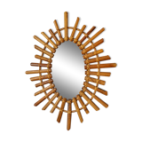 Miroir soleil ovale rotin