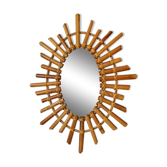 Mirror sun oval rattan