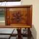 Solid walnut sideboard, moustache legs, black marble top.
