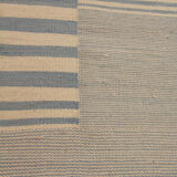 Blue cream wool kilim handwoven modern kilim flat-weave area rug-205x283cm