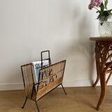 Rattan and wrought iron magazine holder